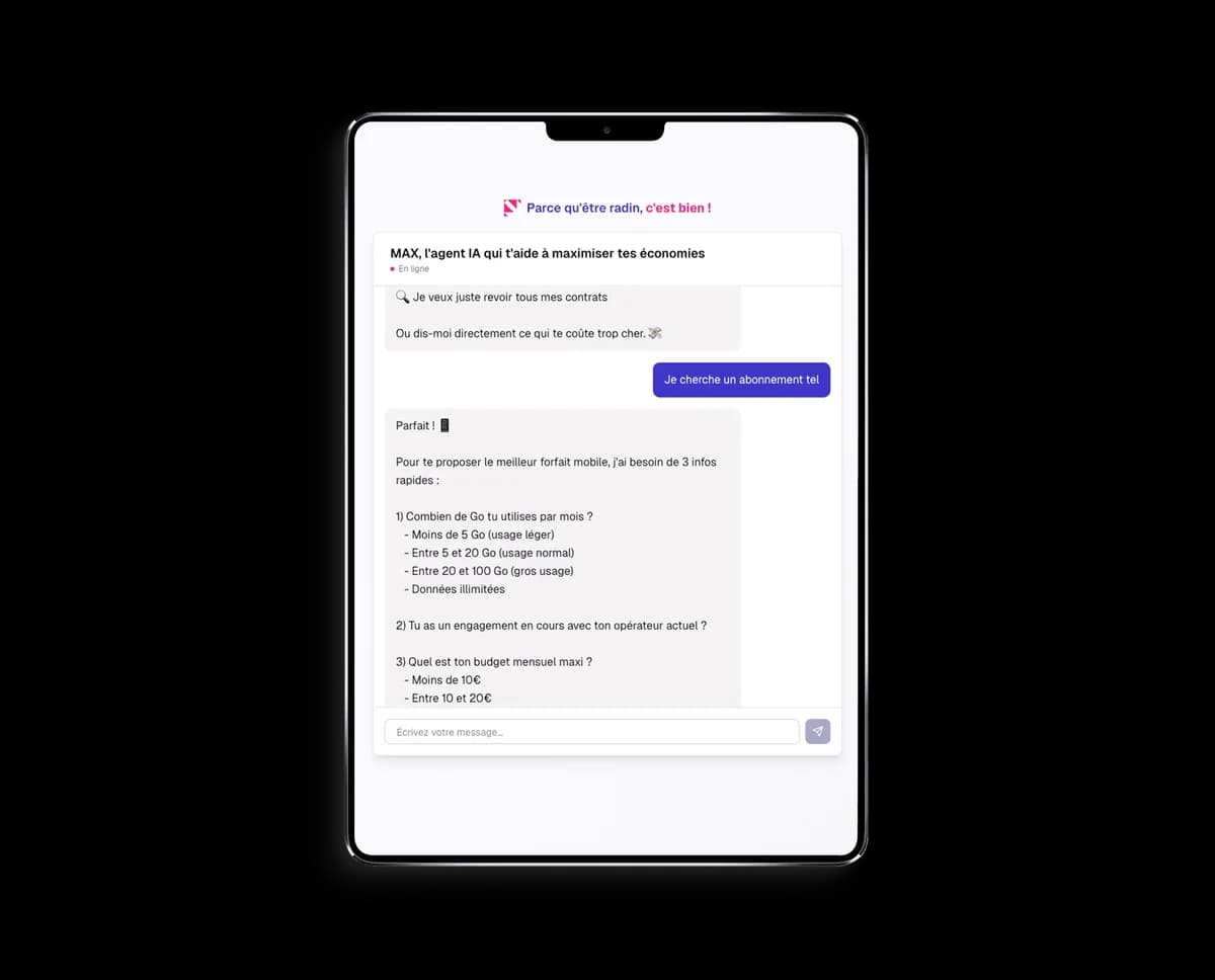 Assistant conversationnel LeadChat sur tablette